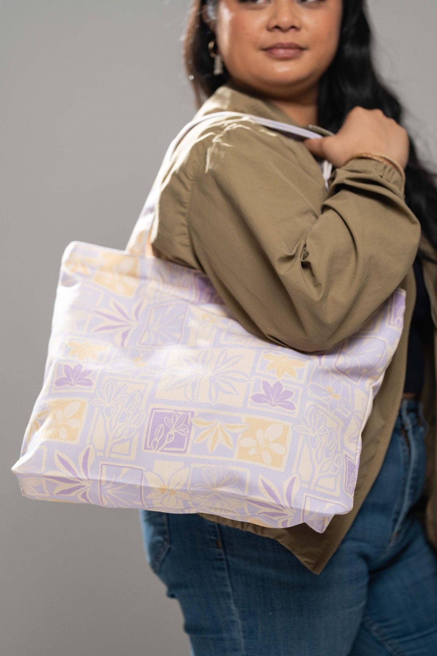 Kapa Naupaka Canvas Zipper Tote Bag