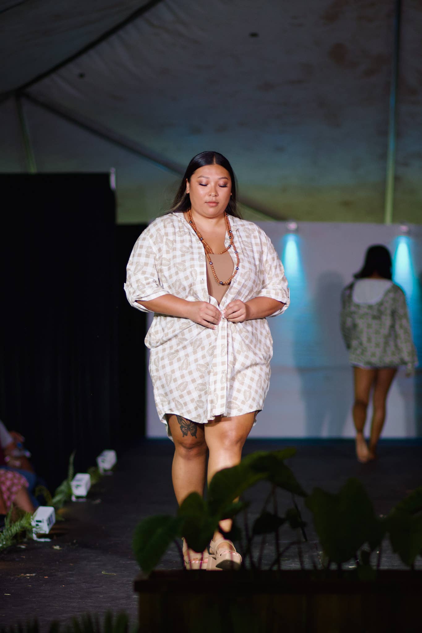 Aloha Shirt Dress ~ Tan Palaka