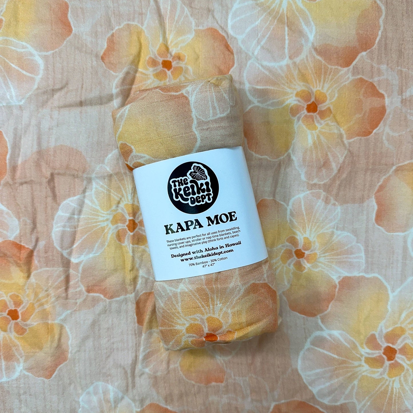 Hawaiian Hau Flower Bamboo Muslin Swaddle Blanket
