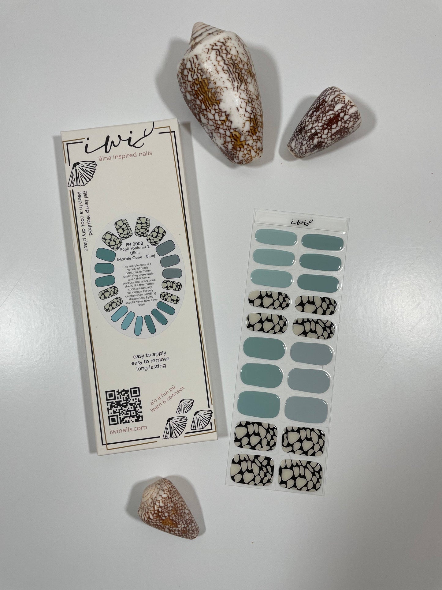 Pūpū Hinuhinu Collection: Pūpū Pōniuniu 2 Uliuli (Marble Cone - Blue)