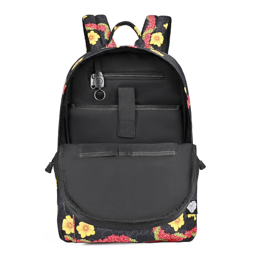 Hawaiian Black Pua Liilii Flowers Backpack