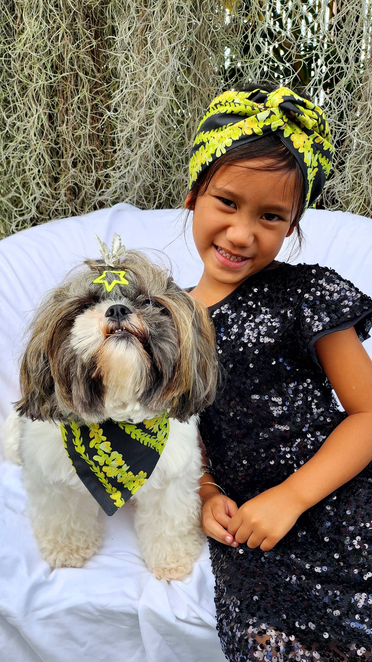 GigiWhy Pet Scrunch Bandana- Pakalana/ Ni'ihau lei