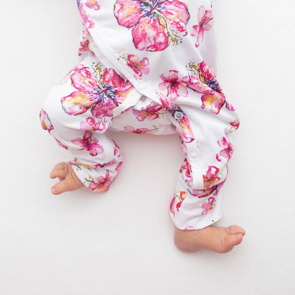 Hibiscus Kiss Bamboo Newborn Coverall