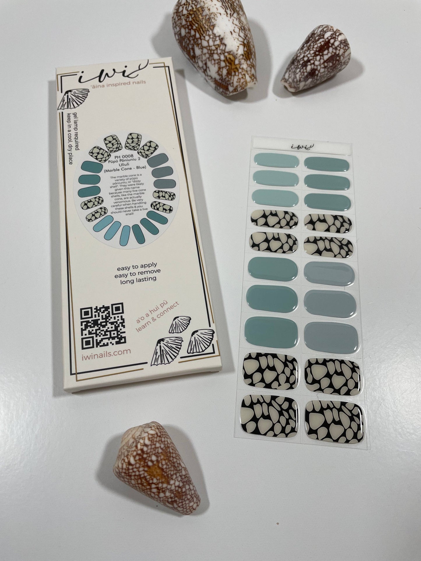 Pūpū Hinuhinu Collection: Pūpū Pōniuniu 2 Uliuli (Marble Cone - Blue)