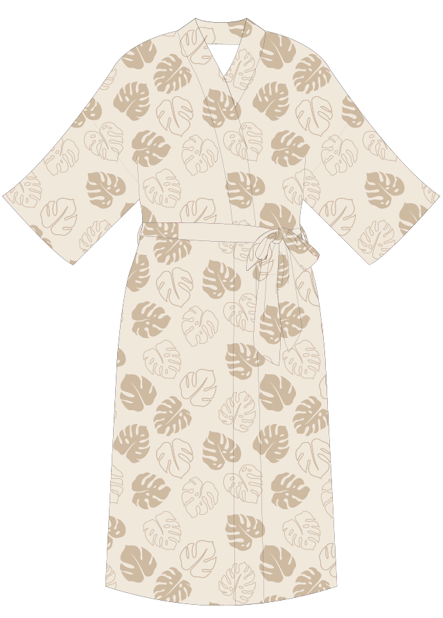 Toasted Monstera Women's Bamboo Robe