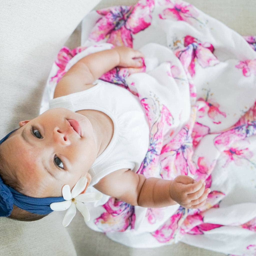 Hibiscus Kiss Muslin Swaddle Blanket