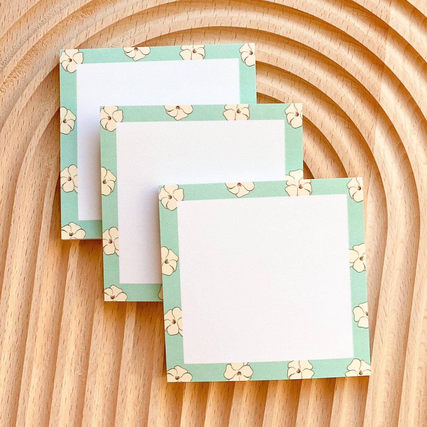 Puakenikeni (White on Mint Blue) - Sticky Notes