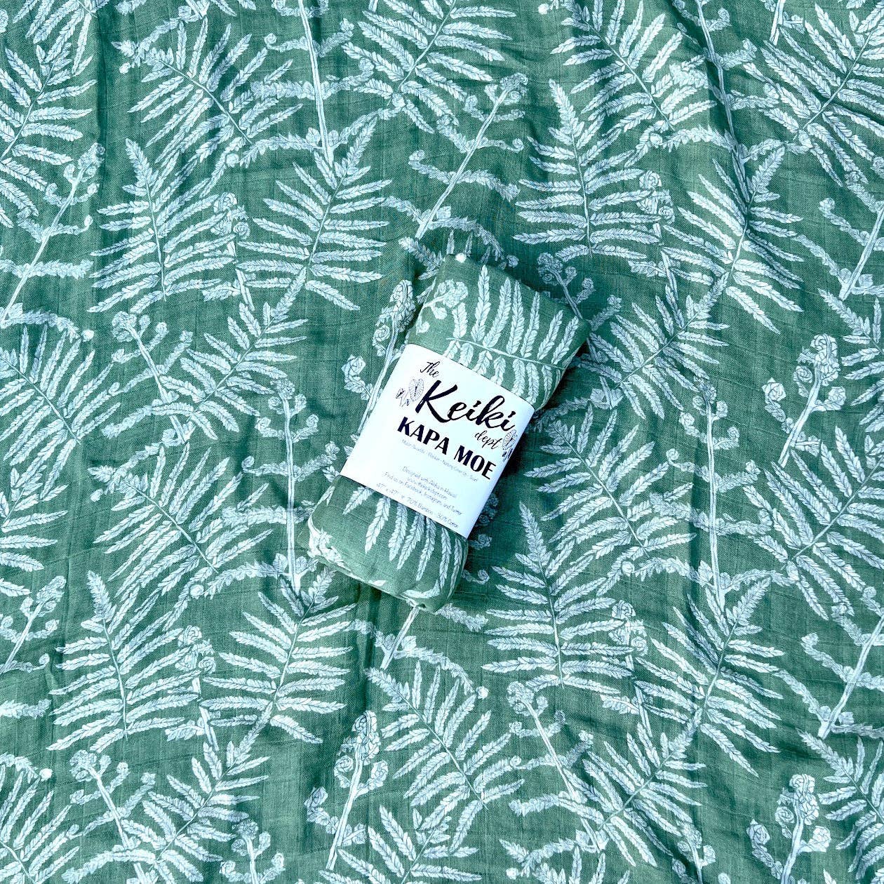 Hawaiian Green Neke Fern Bamboo Muslin Swaddle Blanket