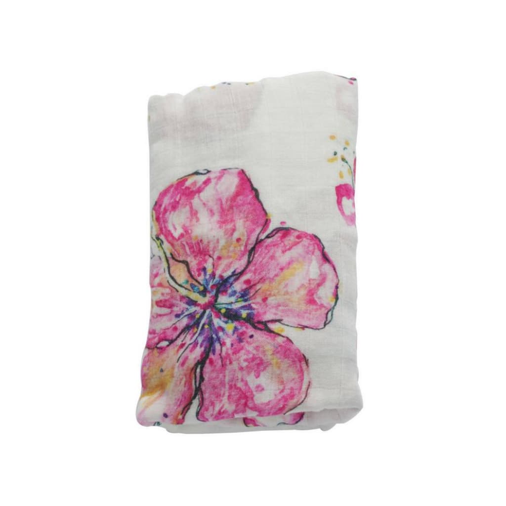Hibiscus Kiss Muslin Swaddle Blanket