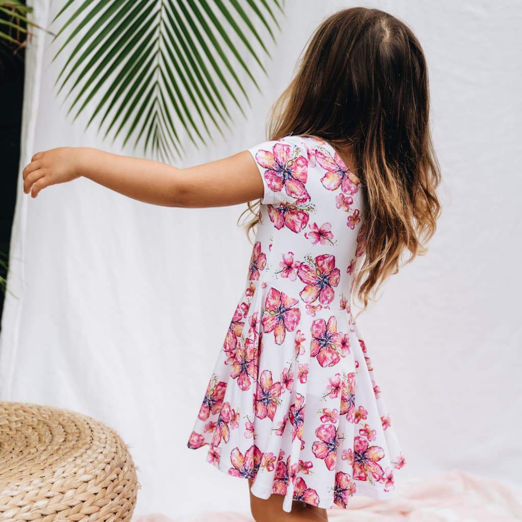 Hibiscus Kiss Toddler Bamboo T-Shirt Dress