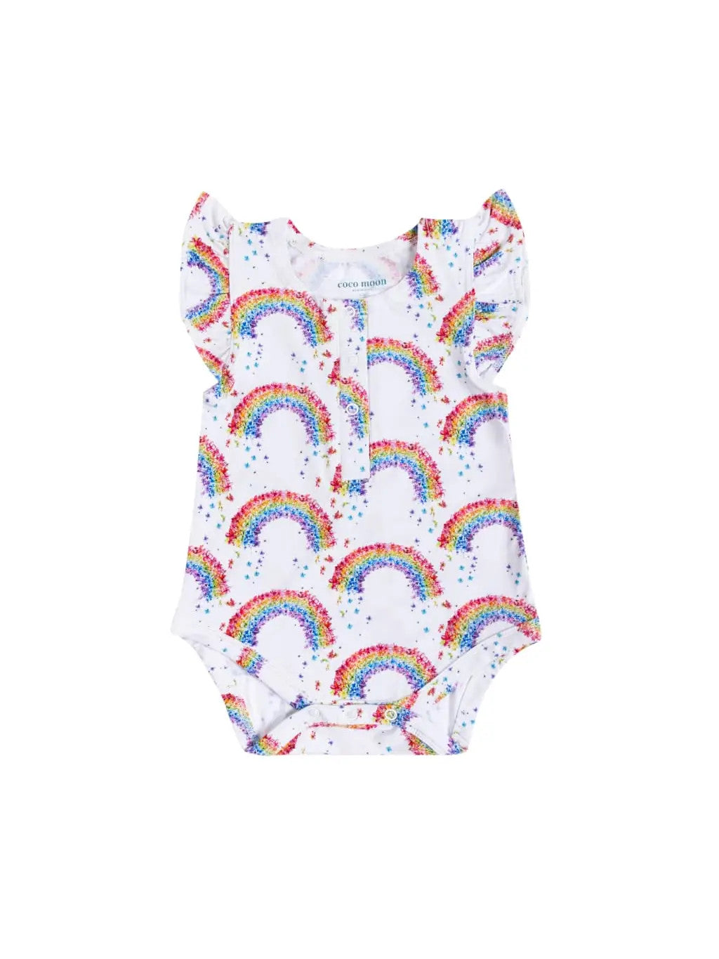 Coco Moon: Flower Shower Bamboo Flutter Sleeve Onesie 0-6