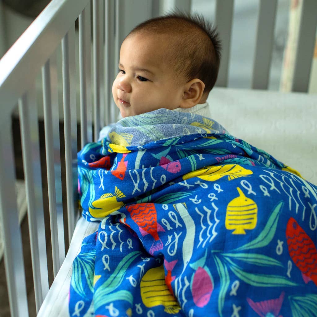 Gone Snorkeling Muslin Swaddle Blanket