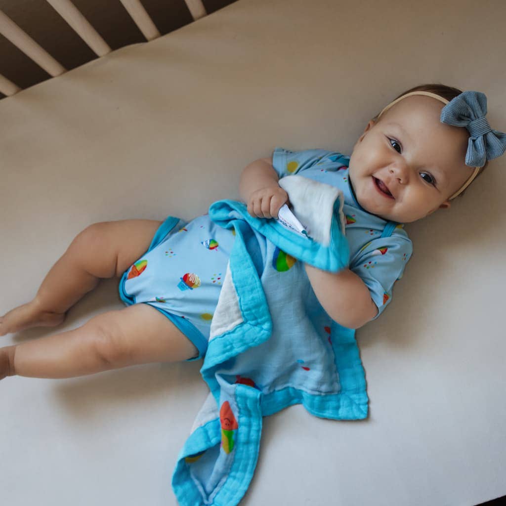 Rainbow Shave Ice Baby Bamboo Security Blanket