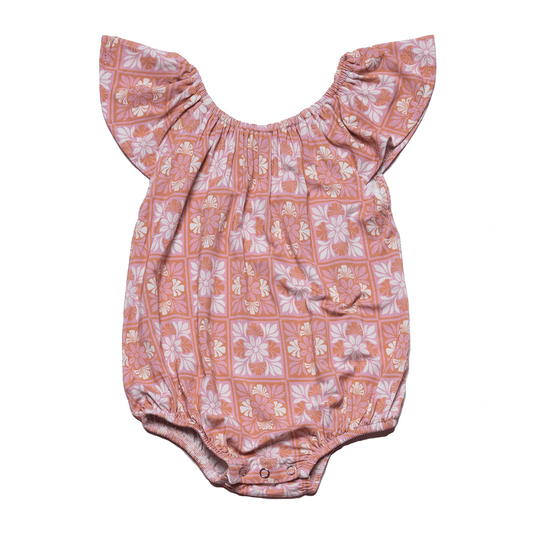 Pink Kuiki Naupaka Bamboo Pua Flutter Bodysuit