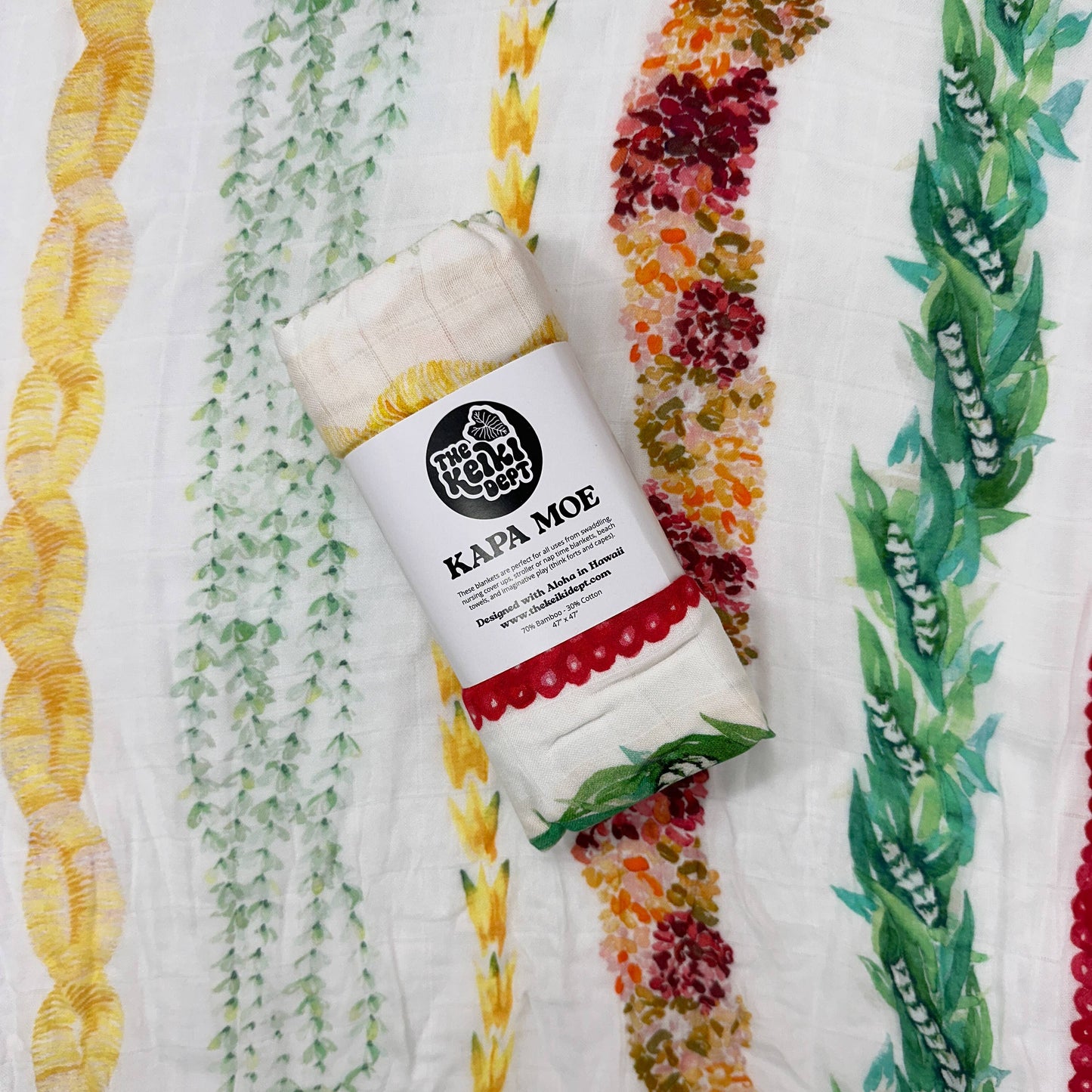 Hawaiian Lei Poinaole Bamboo Muslin Swaddle Blanket