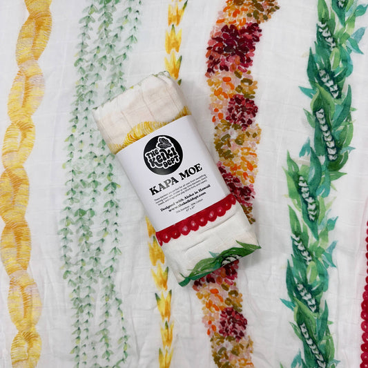 Hawaiian Lei Poinaole Bamboo Muslin Swaddle Blanket