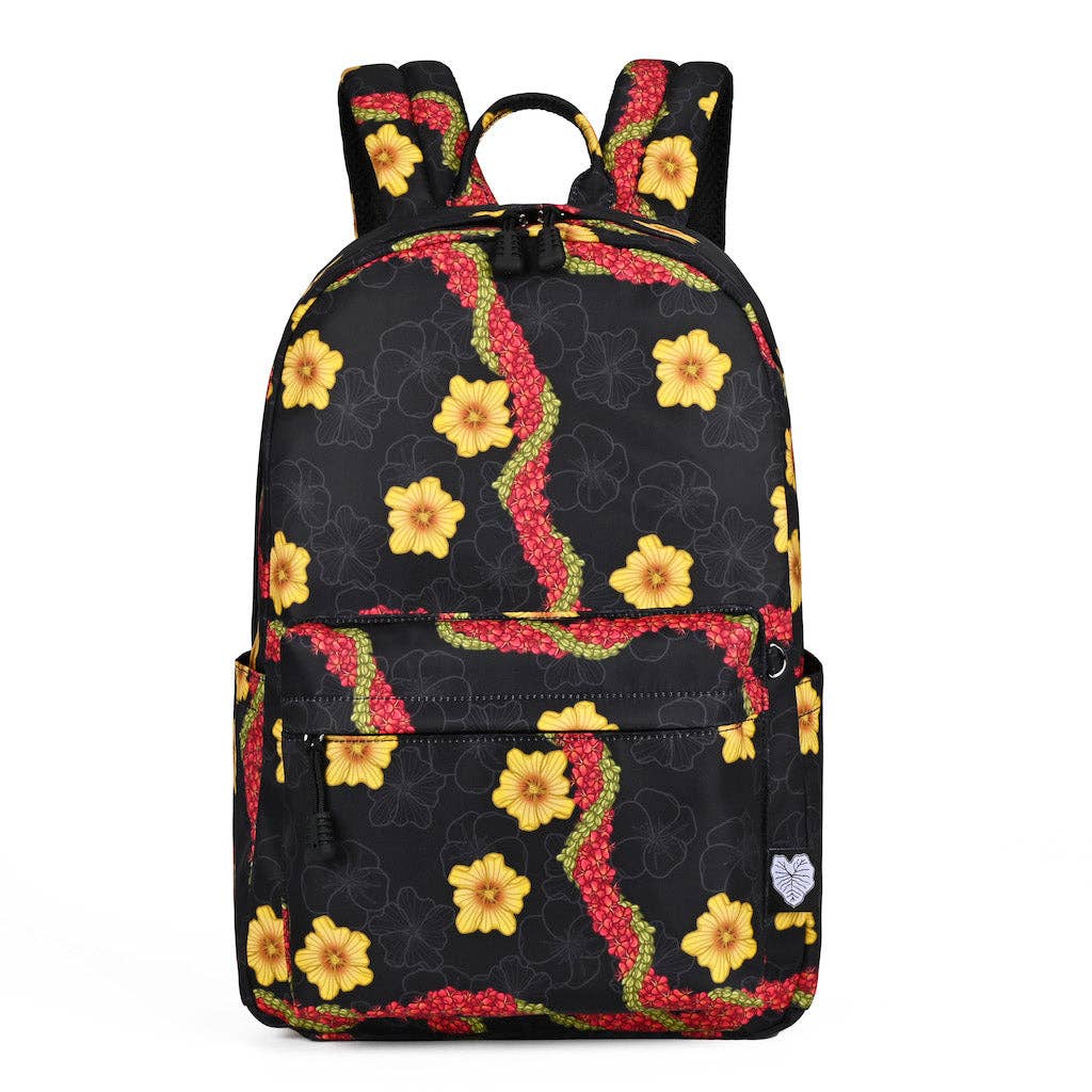 Hawaiian Black Pua Liilii Flowers Backpack