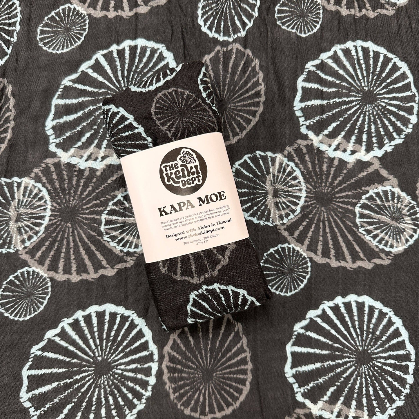 Hawaiian Black Opihi Bamboo Muslin Swaddle Blanket