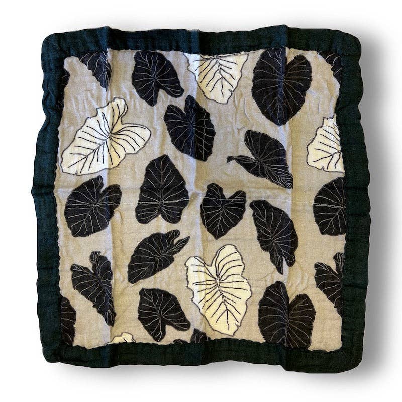 Hawaiian Black Kalo Bamboo Muslin Security Blanket