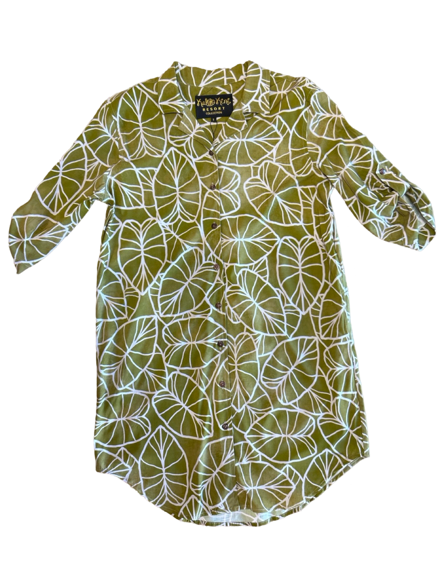 Aloha Shirt Dress ~ Lo'i Kalo X Gold