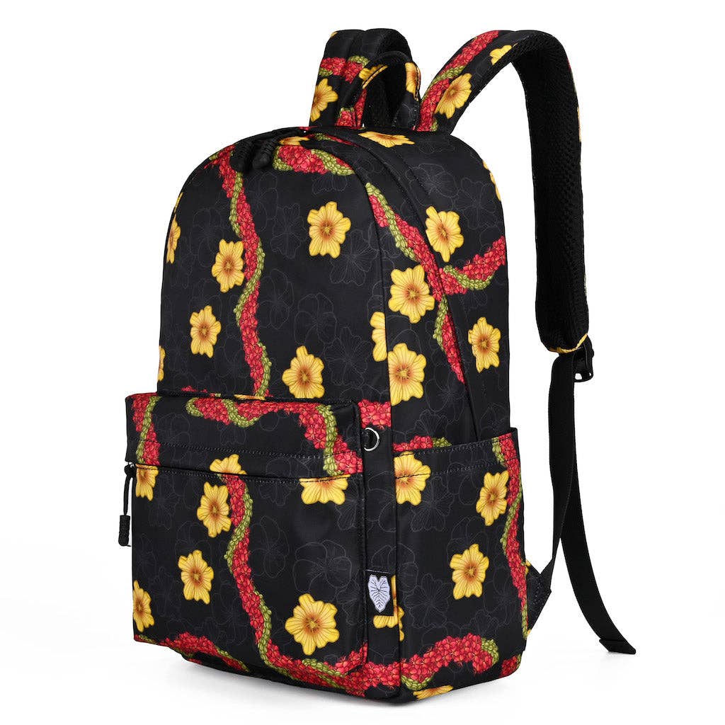 Hawaiian Black Pua Liilii Flowers Backpack