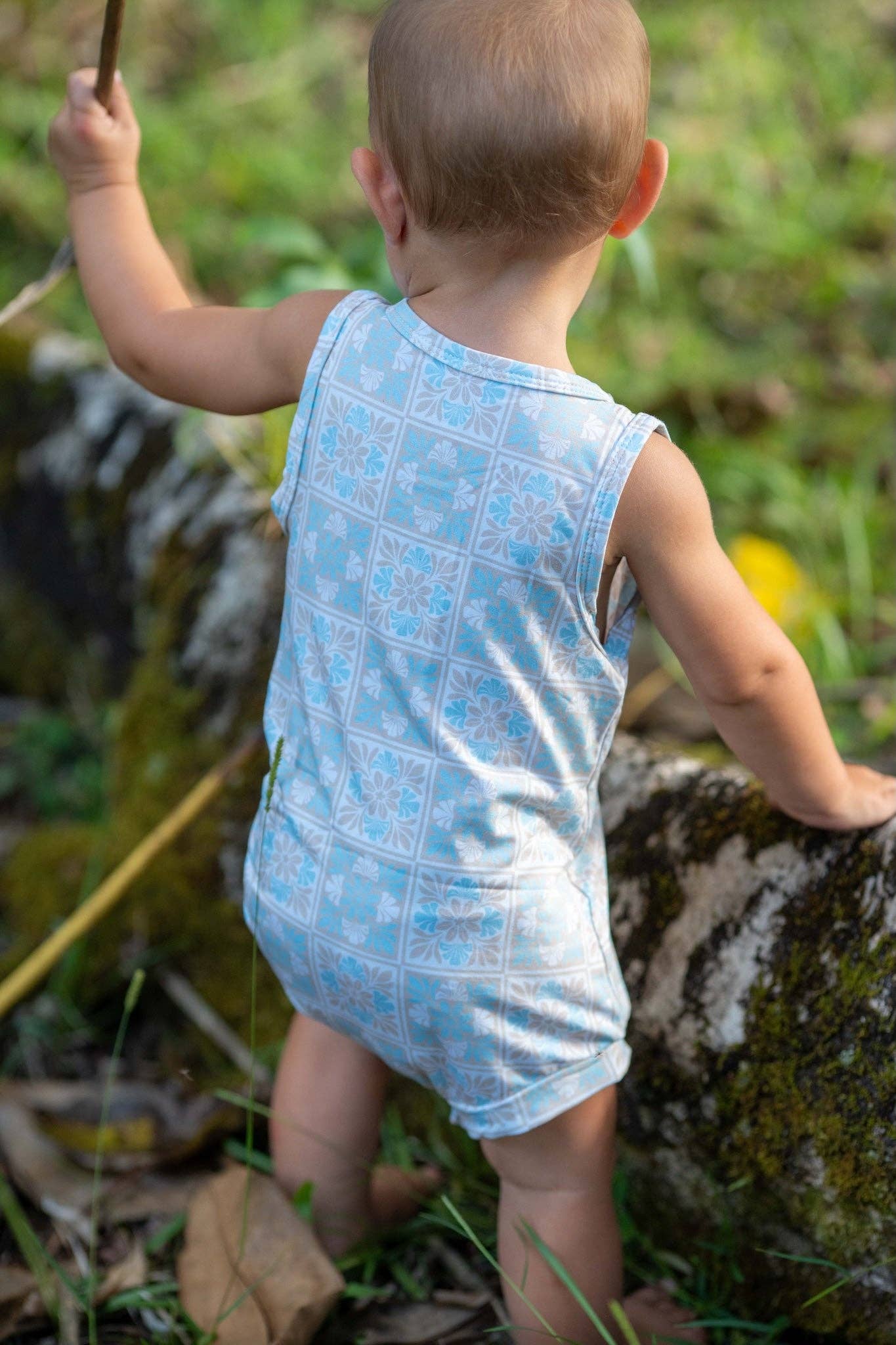 Blue Kuiki Bamboo Tank Romper