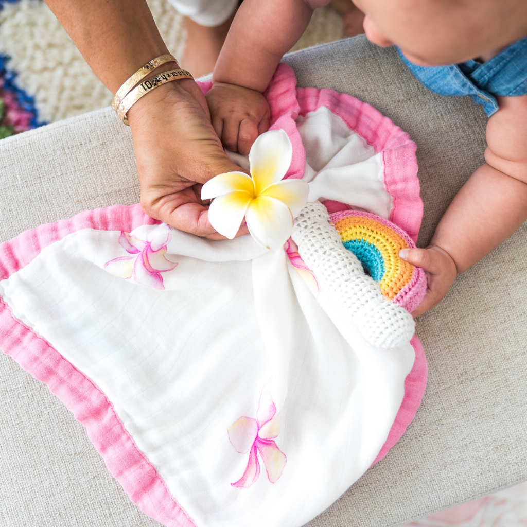Plumeria Baby Bamboo Security Blanket