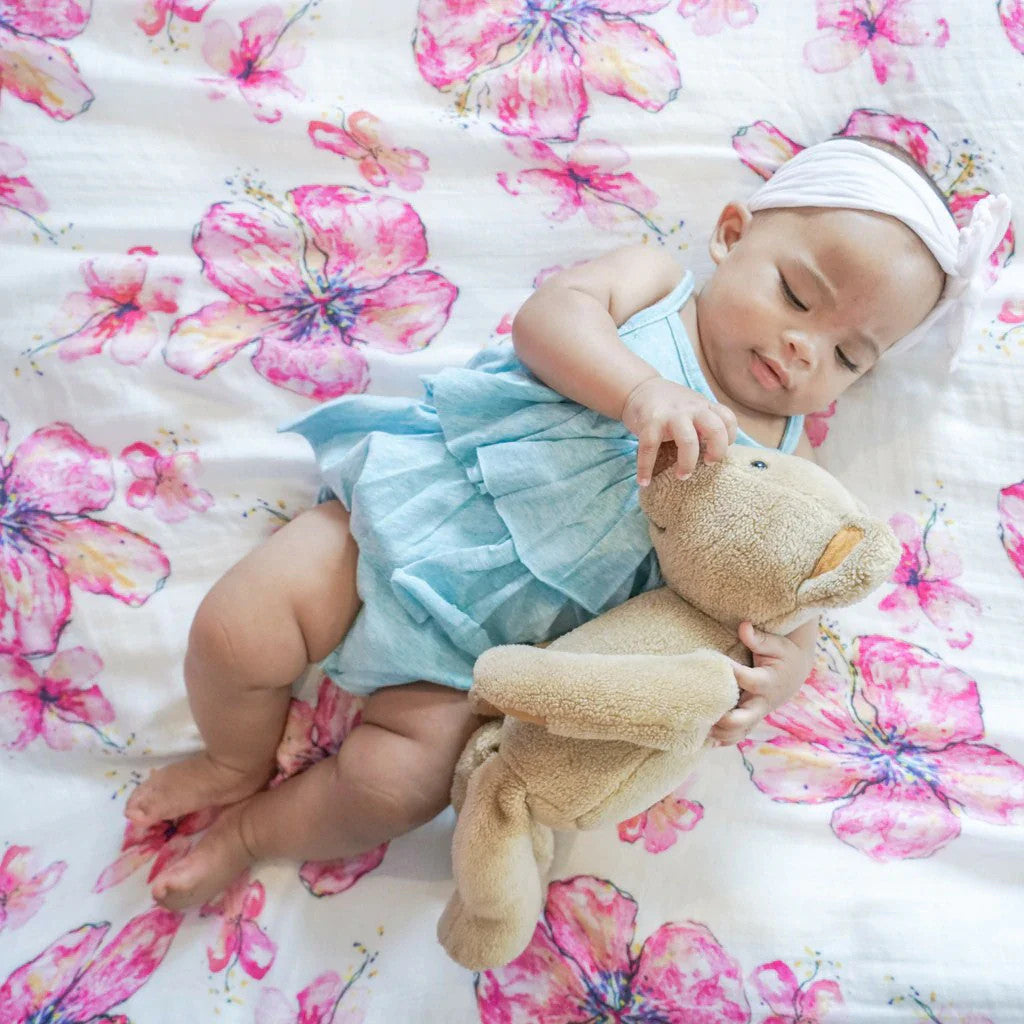 Coco Moon: Hibiscus Kiss Muslin Swaddle Blanket