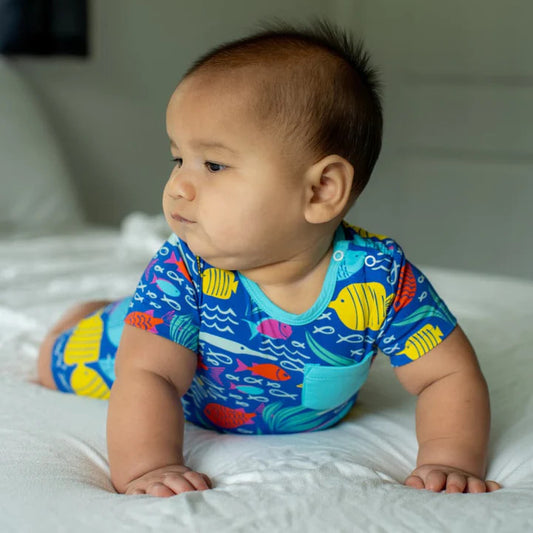 Coco Moon: Shortie Bamboo Romper Gone Snorkeling 12-18M